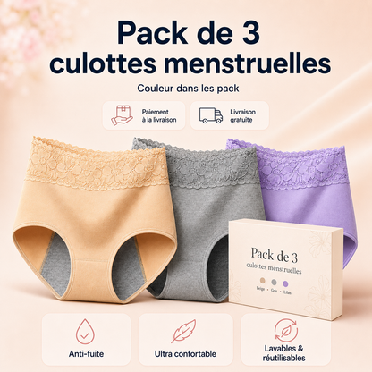 3 Culottes menstruelle lavable