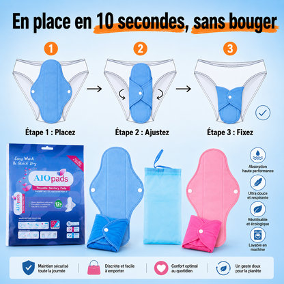 Pack de 5 serviettes lavables Anti-fuites et sans irritations