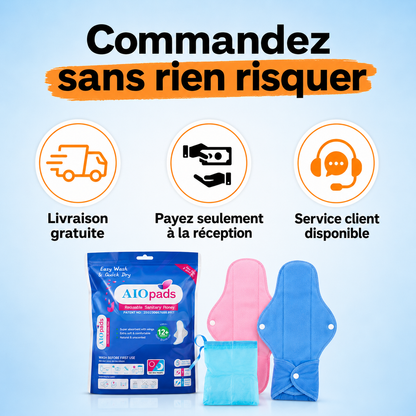 Pack de 5 serviettes lavables Anti-fuites et sans irritations