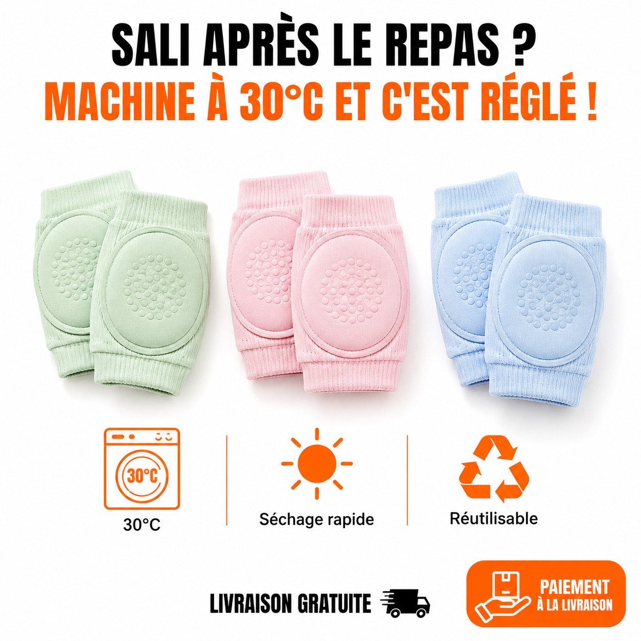 3 paires de Protège-Genoux Bébé