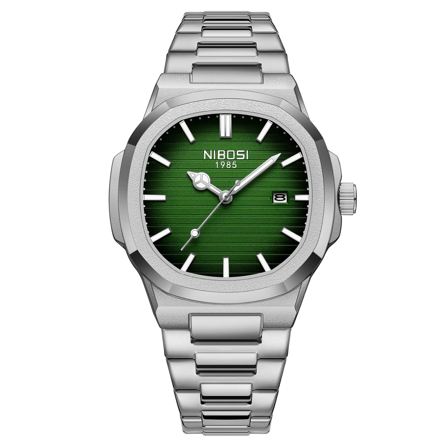 Montre pour homme NIBOSI – Analogique à quartz, en acier inoxydable – Style militaire et classique – Étanche – Avec date