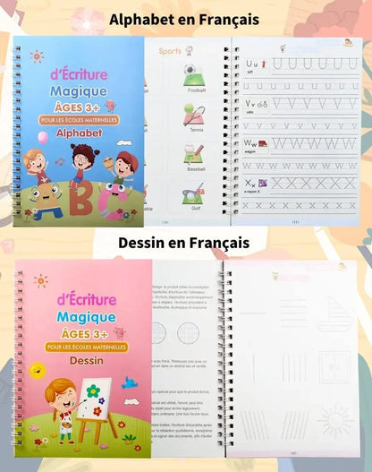 4 carnets d'apprentissage réutilisable pour enfants