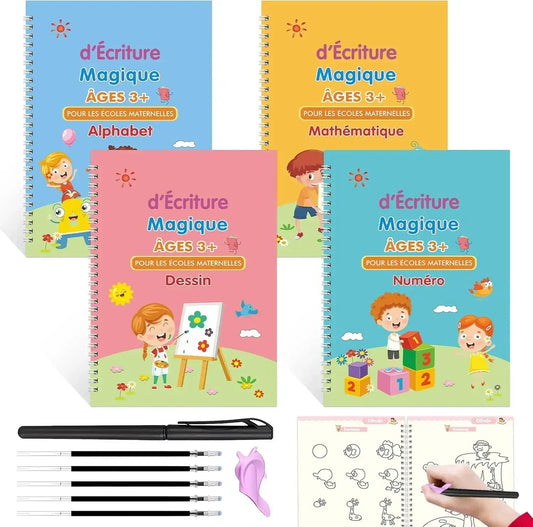 4 carnets d'apprentissage réutilisable pour enfants