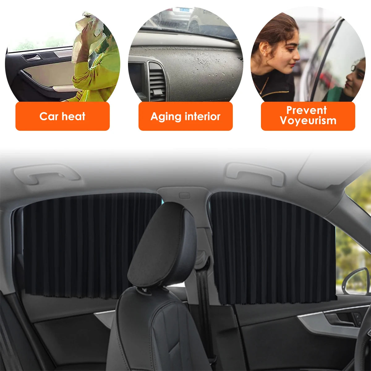 4 Rideaux pare-soleil magnétiques pour voiture