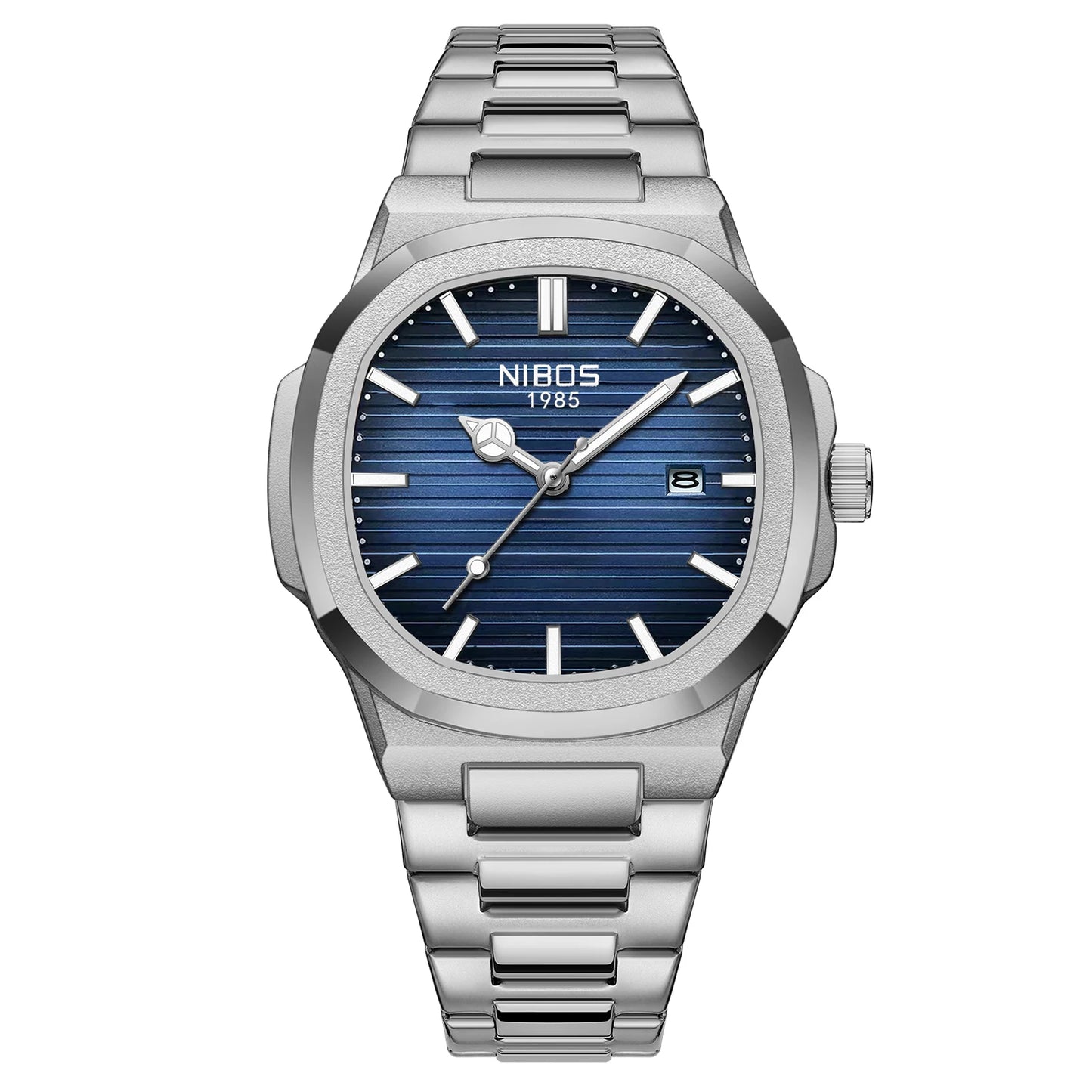 Montre pour homme NIBOSI – Analogique à quartz, en acier inoxydable – Style militaire et classique – Étanche – Avec date