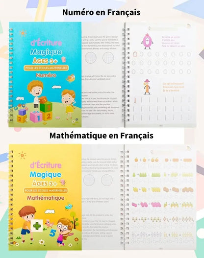 4 carnets d'apprentissage réutilisable pour enfants