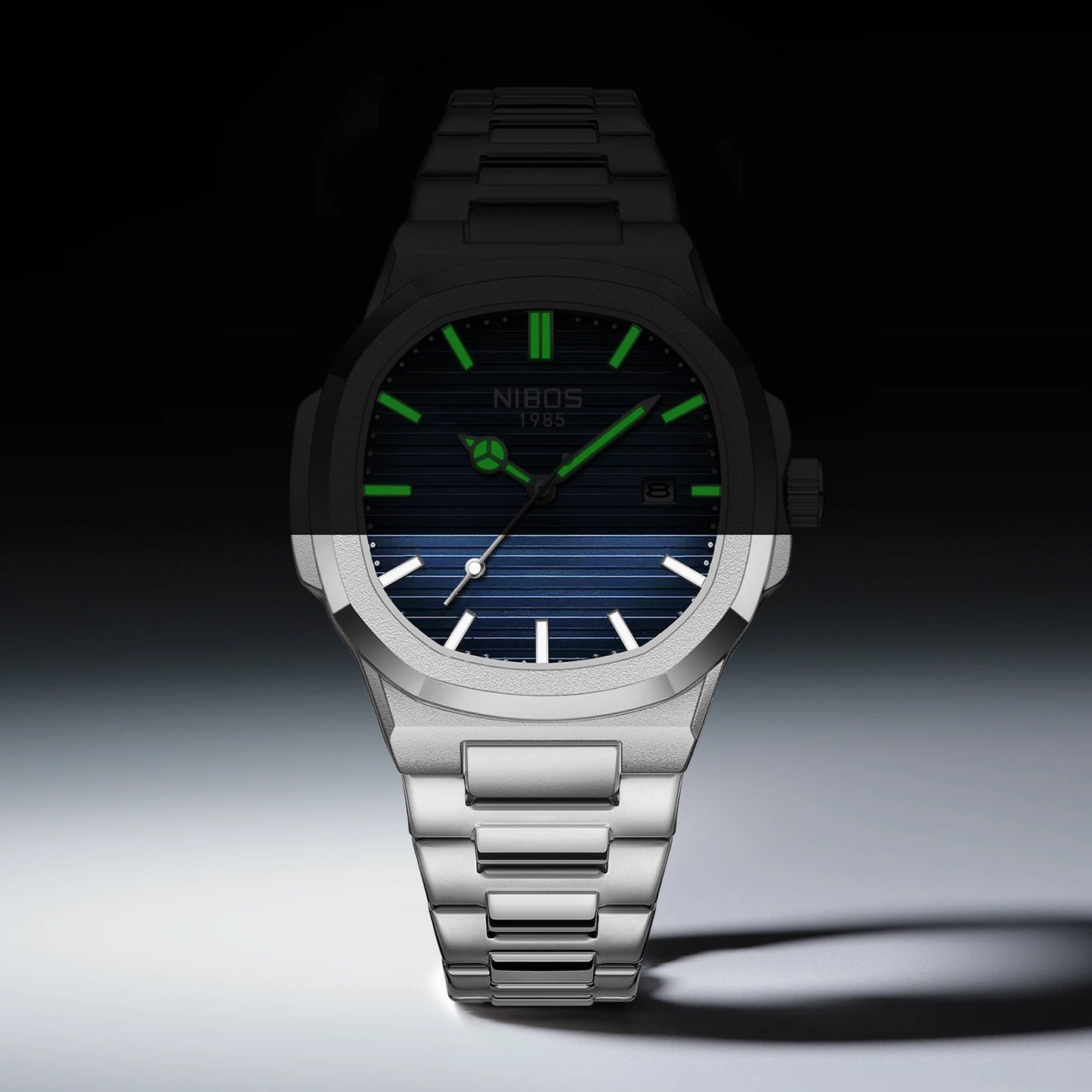 Montre pour homme NIBOSI – Analogique à quartz, en acier inoxydable – Style militaire et classique – Étanche – Avec date