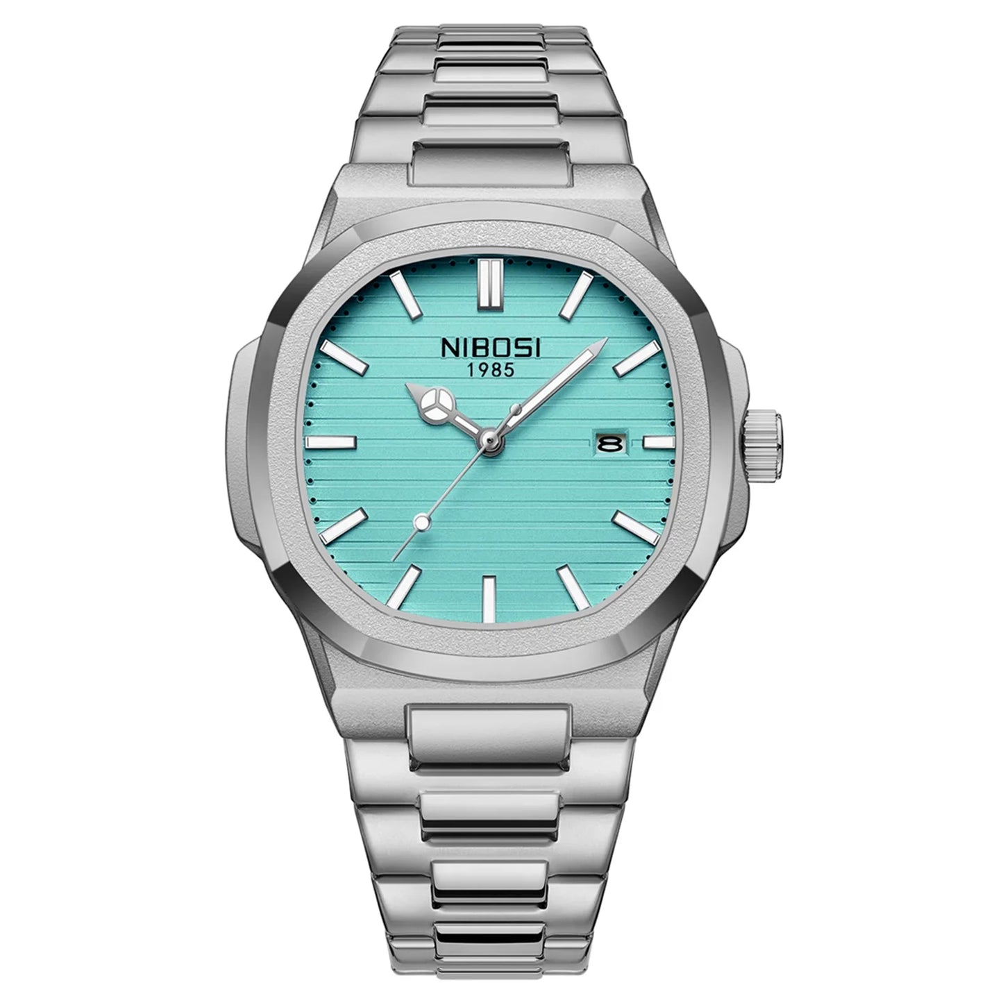 Montre pour homme NIBOSI – Analogique à quartz, en acier inoxydable – Style militaire et classique – Étanche – Avec date