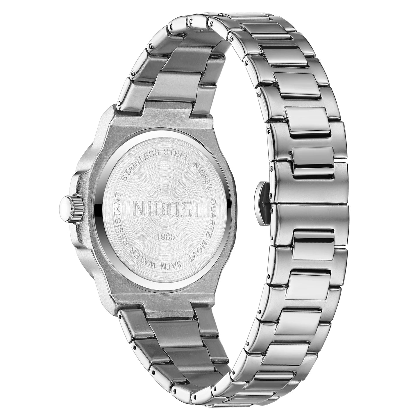 Montre pour homme NIBOSI – Analogique à quartz, en acier inoxydable – Style militaire et classique – Étanche – Avec date