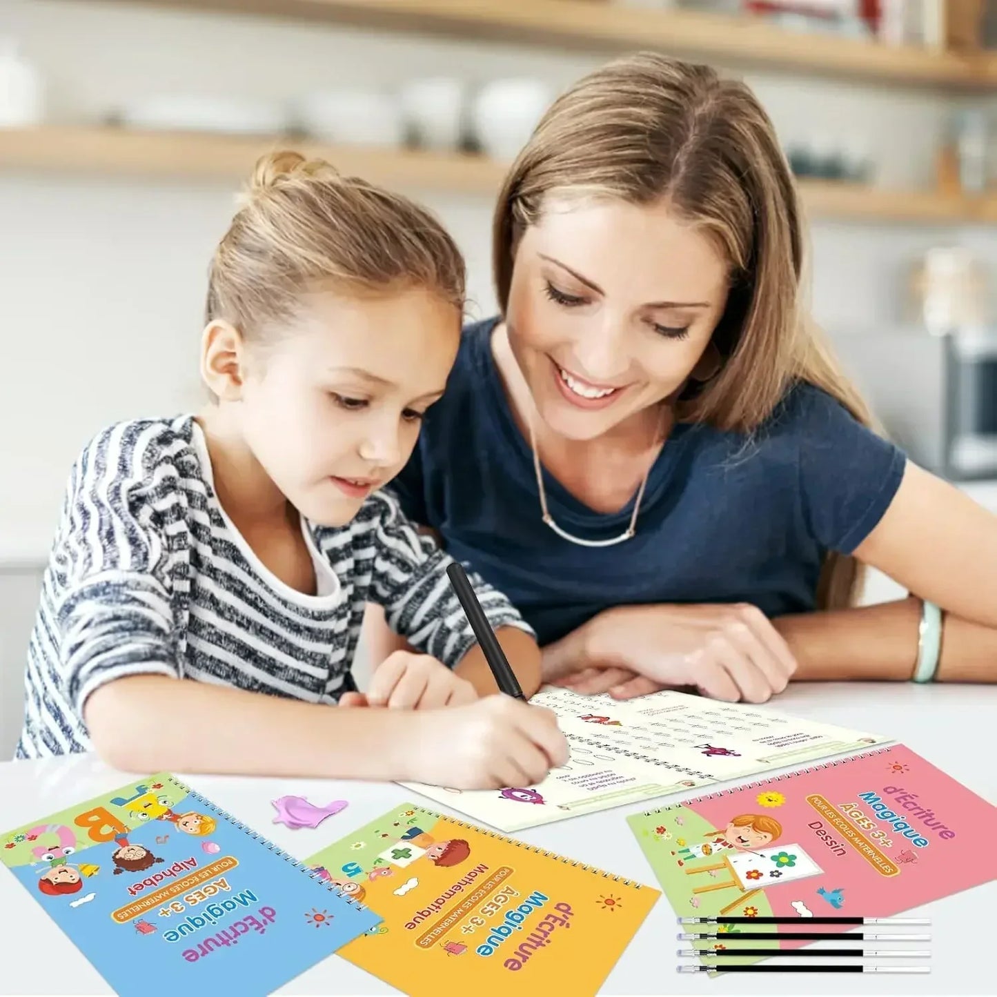 4 carnets d'apprentissage réutilisable pour enfants