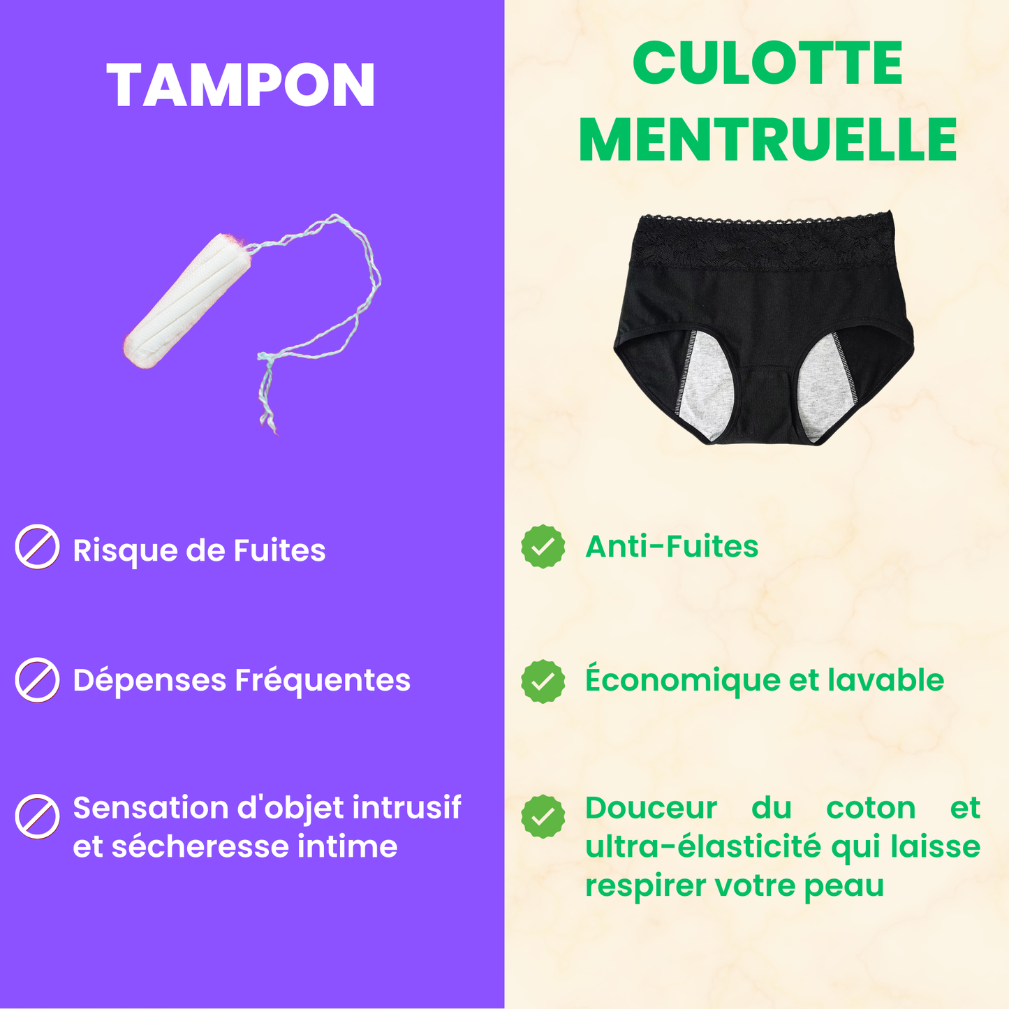 3 Culottes menstruelle lavable